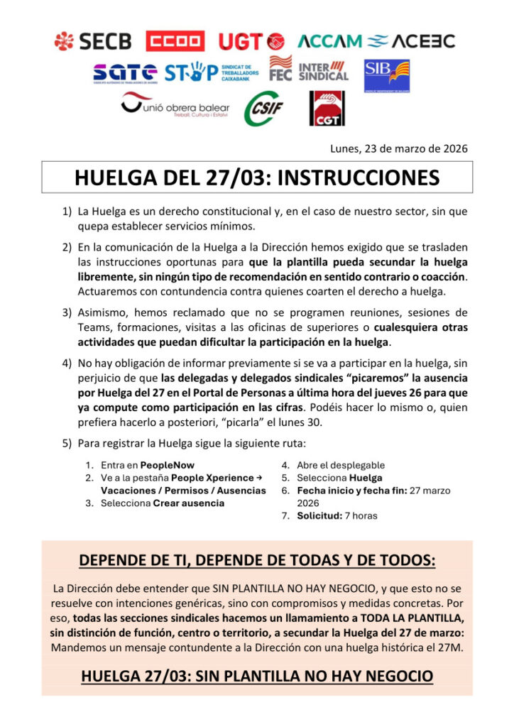 Instrucciones Huelga 27M