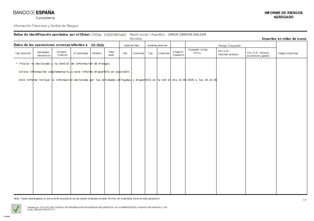 Informe Agregat CIRBE 2026-03